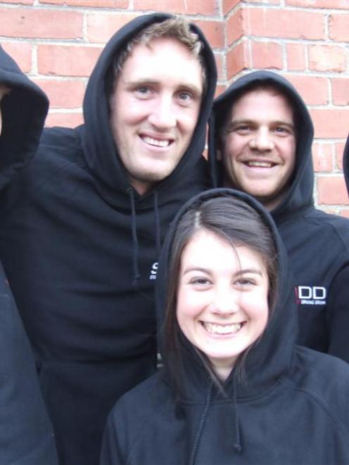 Modelling their hooded jackets are (from left) Derek Beveridge, Mike Plant, Jeremy Holding, Jess...