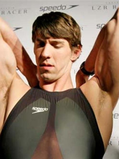 Olympic gold medallist and world record holder Michael Phelps models the Speedo LZR Racer...