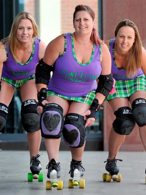 On a roll in Dunedin yesterday were New Zealand roller derby world cup squad members (from left)...
