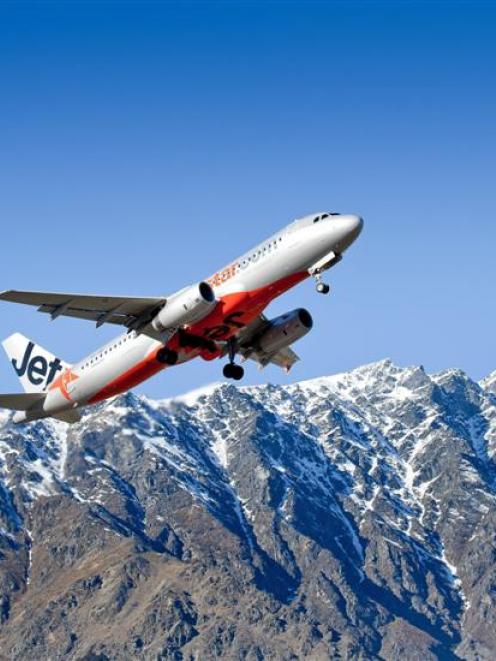 One of Jetstar's six Airbus A320 aircraft, containing 177 seats, takes off from Queenstown...