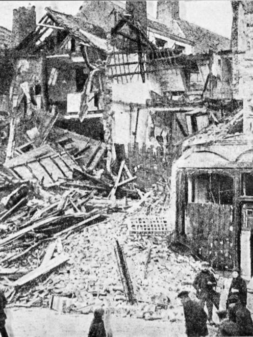 One of the houses destroyed by German bombardment in  Ypres. - Otago Witness, 27.1.1915. Copies...