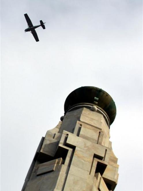 One of the planes which flew over the Cenotaph in Dunedin yesterday to mark the 74th anniversary...