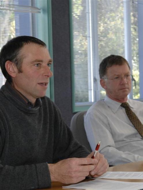 ORC regional transport committee chairman Stephen Woodhead (left) and policy and resource...