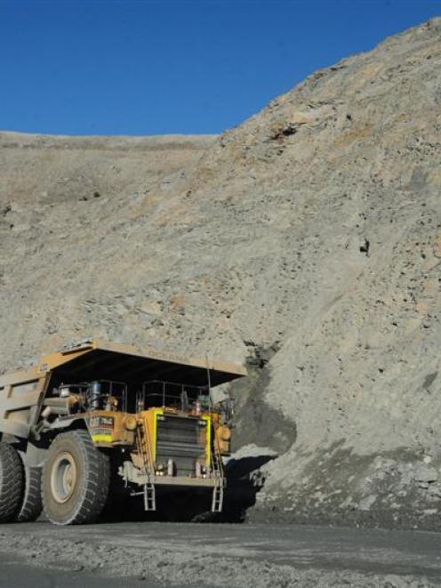Ore is hauled by truck from one of Oceana Gold's open pits at its Macraes mine in East Otago....