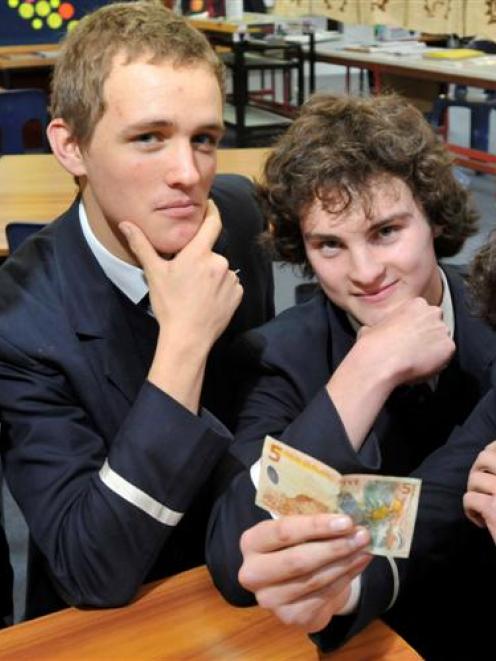 Otago Boys' High School economics pupils Nick Lorimer, Ed Haslam and twins, Matt and Callum...