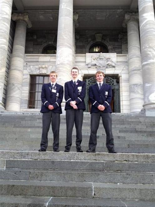 Otago Boys' High School pupils (from left) Benjamin Wardhaugh, Patrick Sinclair and Andrew...
