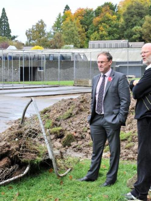 Otago Boys' High School sports council chairman Geoff Bates (left) and First XI coach Ken Rust ...
