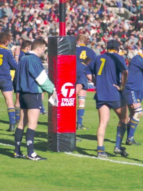 Otago captain David Latta (right) holds his head as the Ranfurly Shield challenge slips away in...