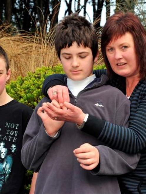 Otago Children's Autism Group secretary Lynlee von Ballmoos and her two sons Regan (13) and...