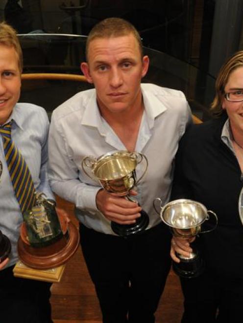 Otago cricket award winners (from left) Neil Wagner, Craig Cumming and Tanya Morrison with their...
