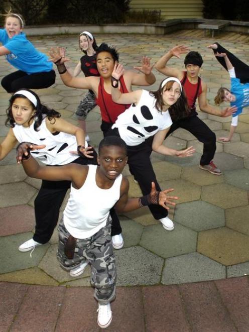 Otago Girls High School dancers (in blue) Charlotte Hayward-Gillan (14) (left) and Ashlyn Monk ...
