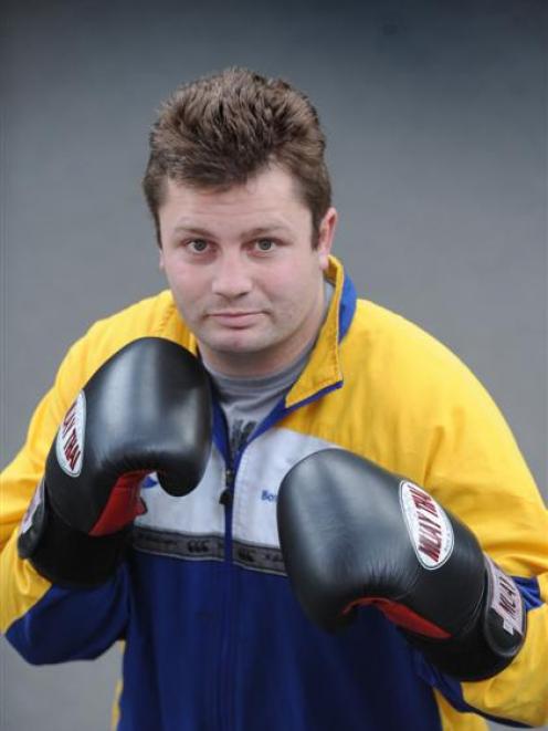Otago heavyweight Glen Craig shapes up yesterday for the Otago boxing championships in Mosgiel...