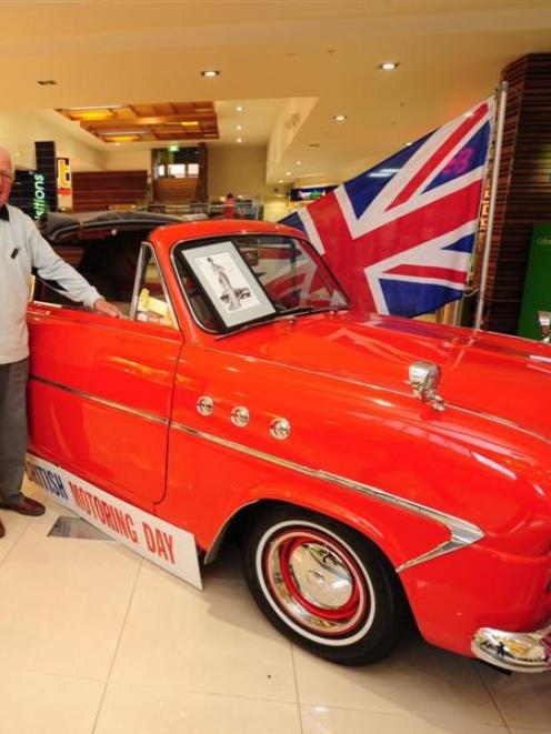 Otago Jaguar Drivers Club president Winston Wingfield with a 1954 Mark 1 Zephyr convertible,...