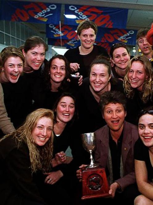 Otago netball coach Georgie Salter holds the Caltex Cup after returning from the national...