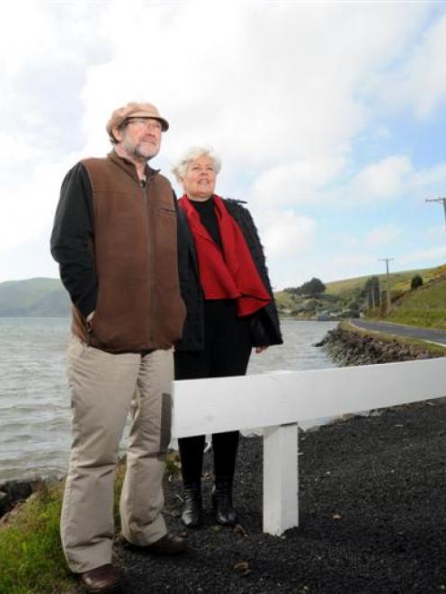 Otago Peninsula community board chairman John Bellamy and deputy chairwoman Chris Garey stand at...
