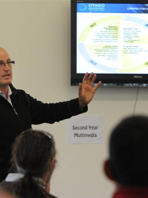 Otago Polytechnic Centre for Sustainable Practice manager Steve Henry, of Wanaka, addresses an...
