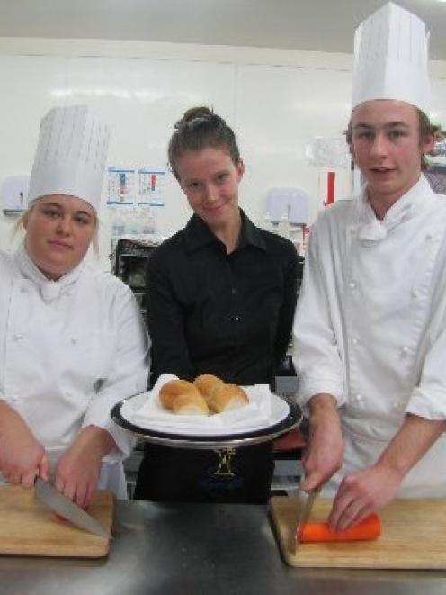 Otago Polytechnic Cromwell campus hospitality students (from left) Jasmine Lewis, Georgie...