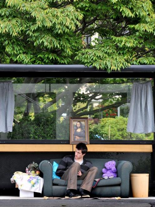 Otago Polytechnic culinary arts student Conor Pomroy (20) enjoys the comforts of home while...