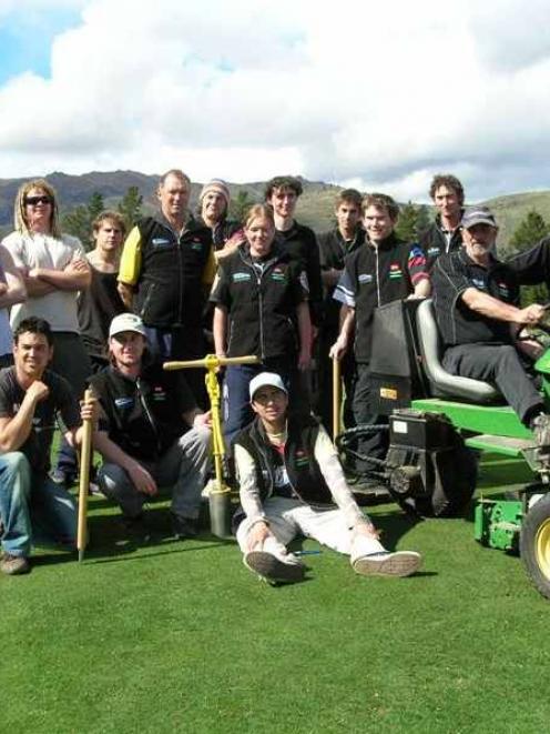 Otago Polytechnic Sports Turf Management programme manager Gary Smith (far right) and lecturer...