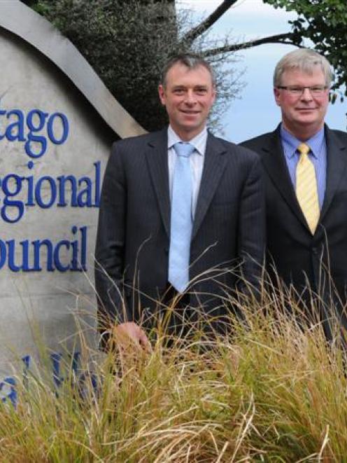 Otago Regional Council chairman Stephen Woodhead (left) welcomes new chief executive Peter...