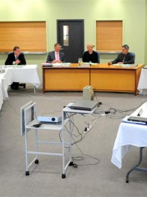 Otago Regional councillors meet yesterday for the first time in their new meeting venue, the...