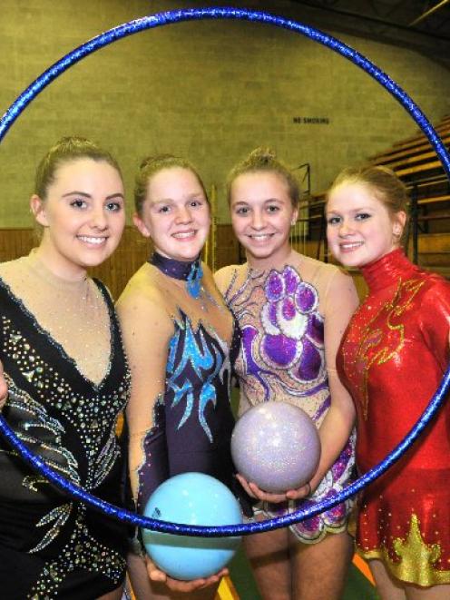 Otago rhythmic gymnasts prepare for the Australian championships. Pictured (from left) are Regan...