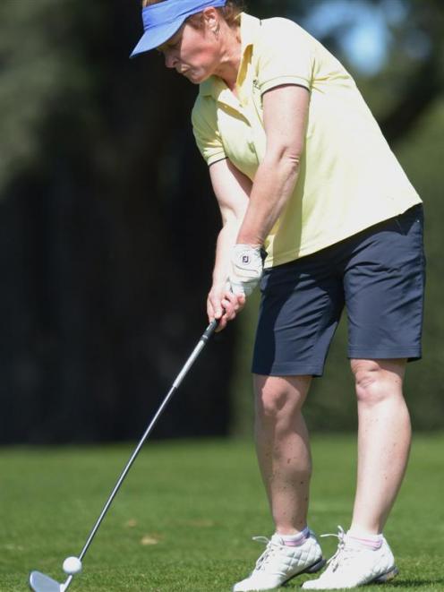 Otago's Julie-Ann Kelly, of Tapanui, plays to the second green during the Salisbury Cup at St...