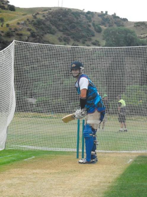 Otago Volts all-rounder Nathan McCullum bats in the nets at the Queenstown Events Centre...