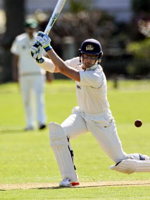 Otago Volts batsman Sam Wells plays expansively during his team's Plunket Shield match against...