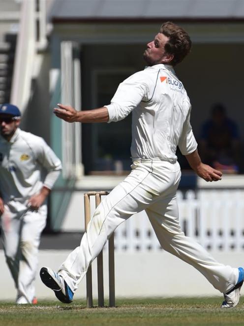 Otago Volts bowler Sam Wells prepares to send down a delivery during his team’s Plunket Shield...