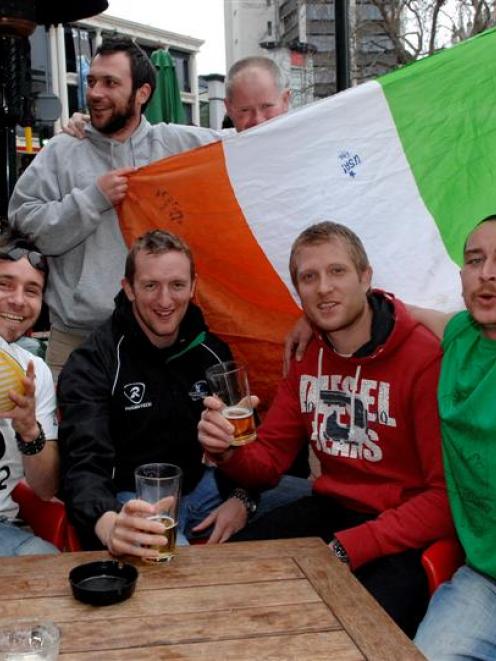 Outside The Craic in the Octagon, still celebrating Ireland's Rugby World Cup win over Italy are ...