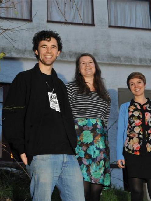 Outside their Dunedin flat are (from left) Cade Bedford, Jess Leov and Ellen Sima. Photo by...