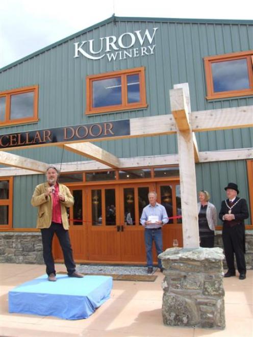 Owner Antonio Pasquale speaks at the opening of the Kurow Winery on Saturday, watched by Kurow...