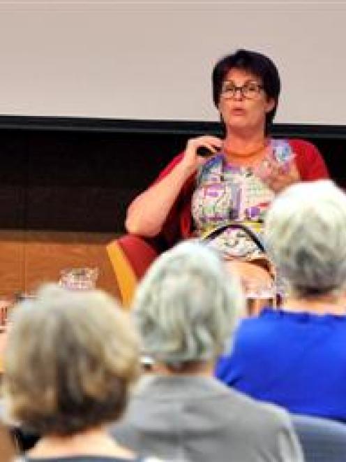 Panellists (facing the audience, from left) are Auckland shoe designer Sarah Riley, Dunedin dress...