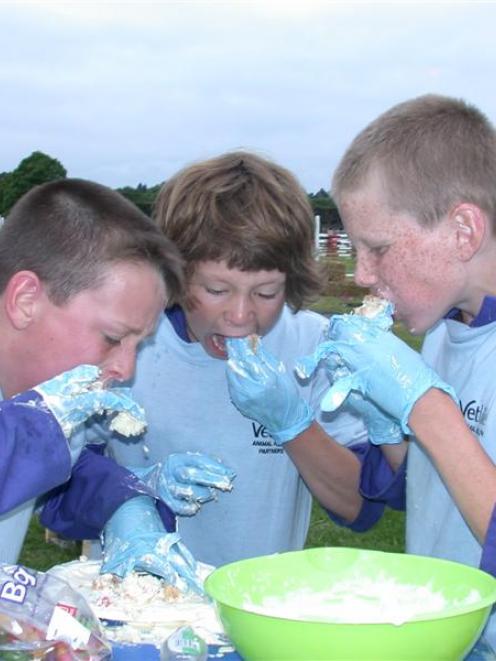 Papakaio School's Chook Chasers team (from left) Brett Kingsbury (10), Shane Johnston (11) and...