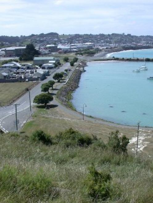 Part of the Oamaru Harbourside area showing the former railways goods yard (left), now owned by...