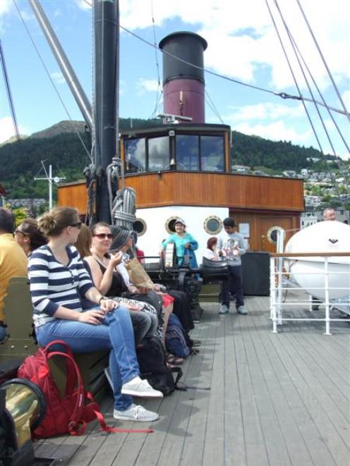 Passengers on board Real Journeys' historic steamer TSS Earnslaw in Queenstown yesterday. Photo...