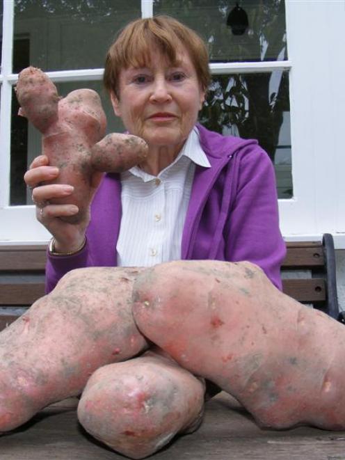 Pat De Grauw, of Abbotsford, unearthed these potatoes, weighing more than 2kg each, in her garden...