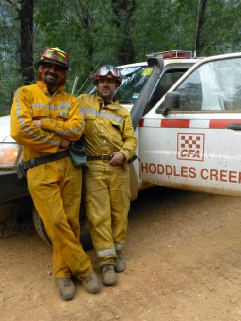 Patrick Eschenmoser (left), of Wanaka, and Jamie Cowan, of Queenstown, take a break in Hotham,...