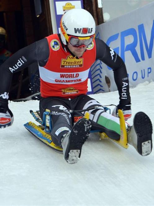 Patrick Pigneter, of Italy, in the Natural Track Luge World Cup. Photo by Fil/Sobe.