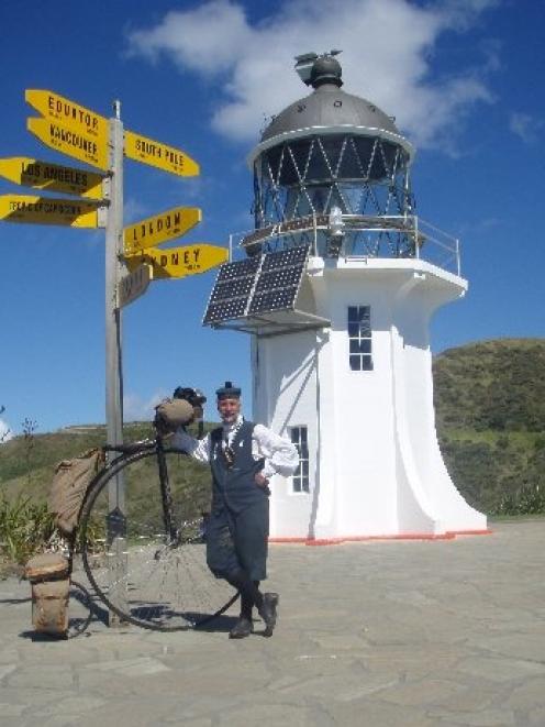 Penny-farthing cyclist David Wilson makes it to Cape Reinga. Photo supplied.