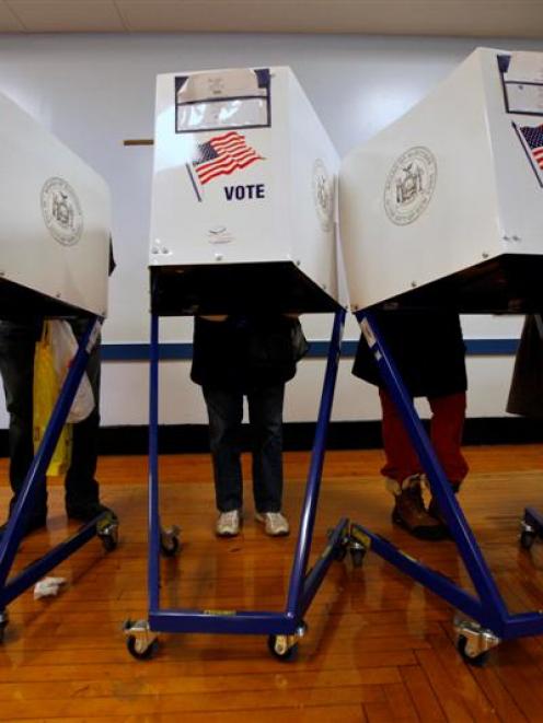People vote during the US presidential election n the Coney Island section of Brooklyn, New York....