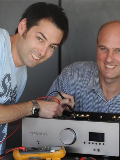 Perreaux Industries Ltd engineering manager Clinton Jensen (left) and managing director Martin...