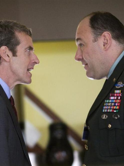 Peter Capaldi and James Gandolfini in a scene from In the Loop. Photo by IMAGE.NET
