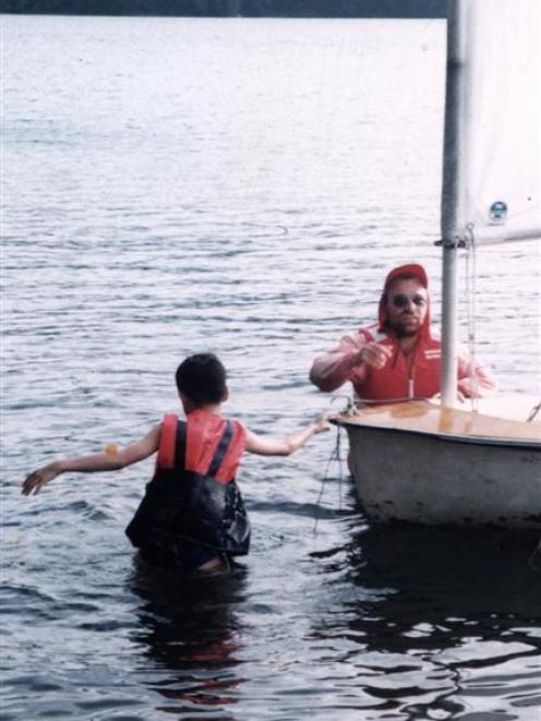 Peter Dowden and another member of the Arthur Ransome Club re-enact a scene from Swallows and...