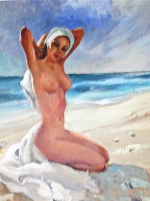 Peter McIntyre's Nude on the Beach from the late 1940s, oil on board.  It is for sale today at...