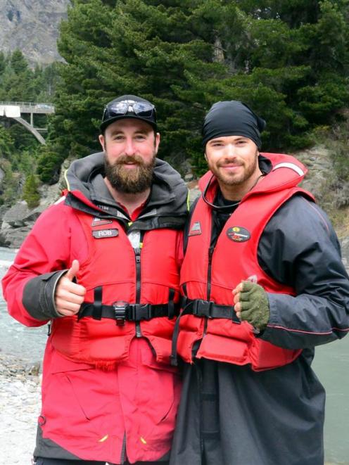 Kellan Lutz (R) with Shotover jet-boat driver Rob Cowles. Photo by Shotover Jet.