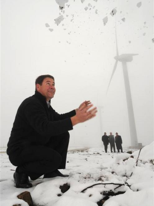 Pioneer Generation chief executive Fraser Jonker celebrates the opening of the Mt Stuart wind...