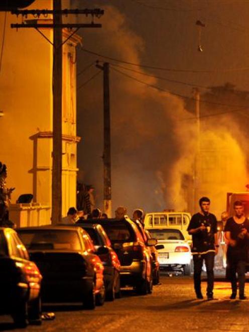 Police and  Fire Service personnel attend a fire at a large party in Hyde St on Saturday night,...