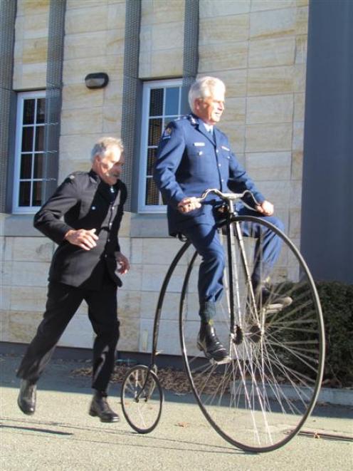 Police Commissioner Peter Marshall takes up an invitation from Oamaru community constable Bruce...